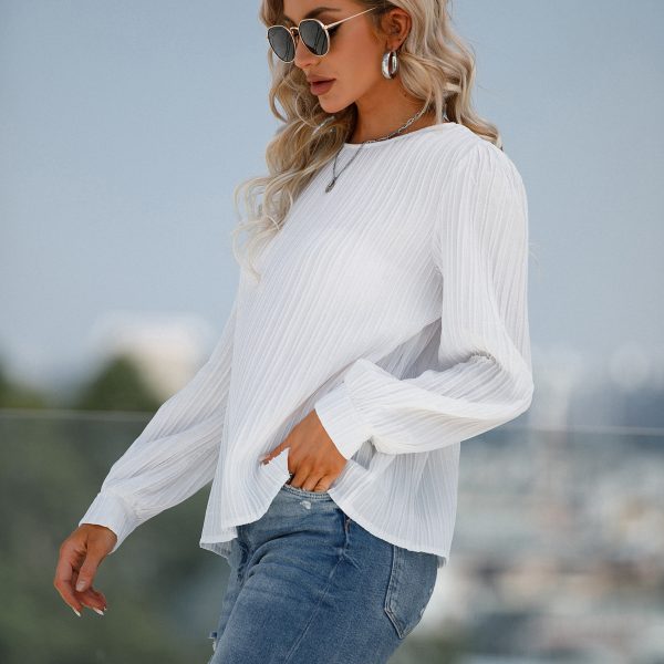 Autumn Winter Long Sleeve round Neck Shirt Women Top