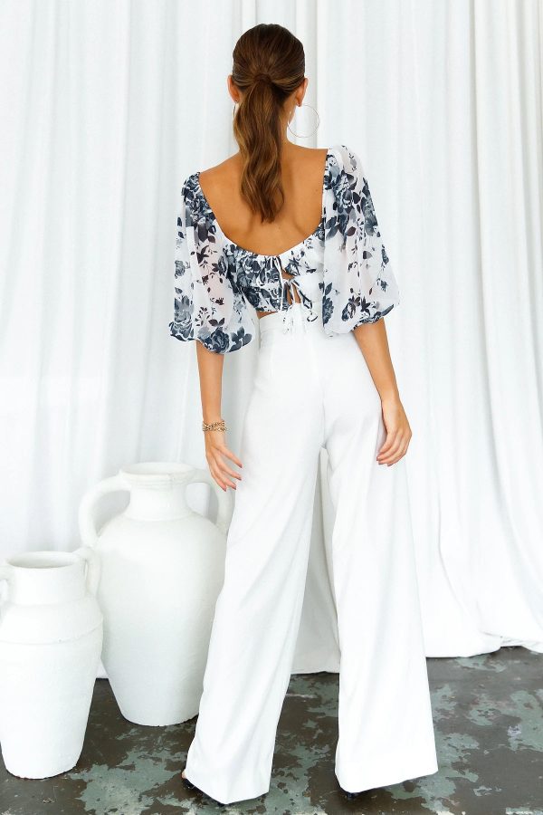 Printed Chiffon Back Criss Cross High Waist with Straps Top