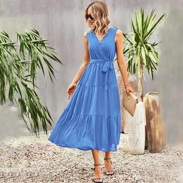 Designed Elegant Sleeveless Swing Dress Spring Summer