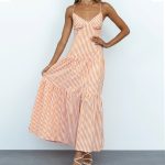 Summer Sexy Strap Tube Top Striped Tied Dress Women Dress