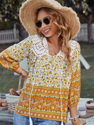 Bohemian Casual Vacation Top Spring Summer Small Shirt