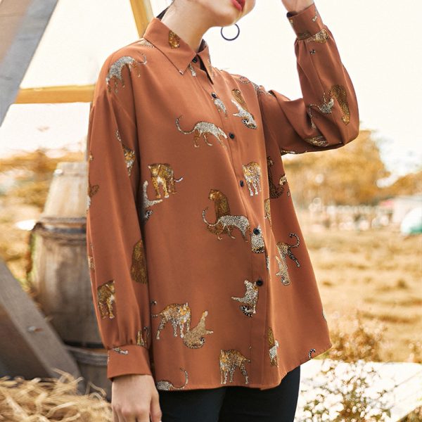 Spring Autumn Women Korean Shirt Wrinkle Draping Shirt for Women