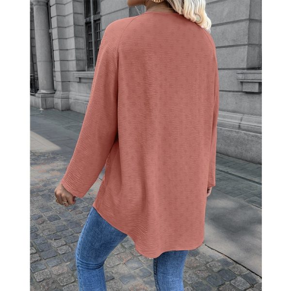 Women Clothing Casual Solid Color Single Breasted Cardigan Shirt Long Sleeved Shirt Women Top