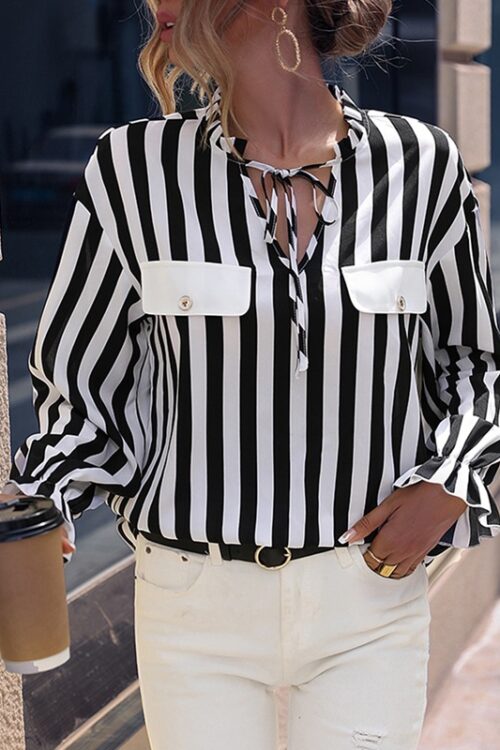 Summer Chiffon Shirt Striped Classic ...