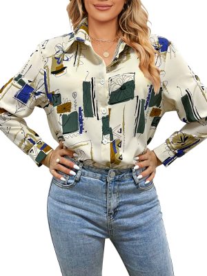 Women Clothing Spring Summer Printed Shirt Floral Top