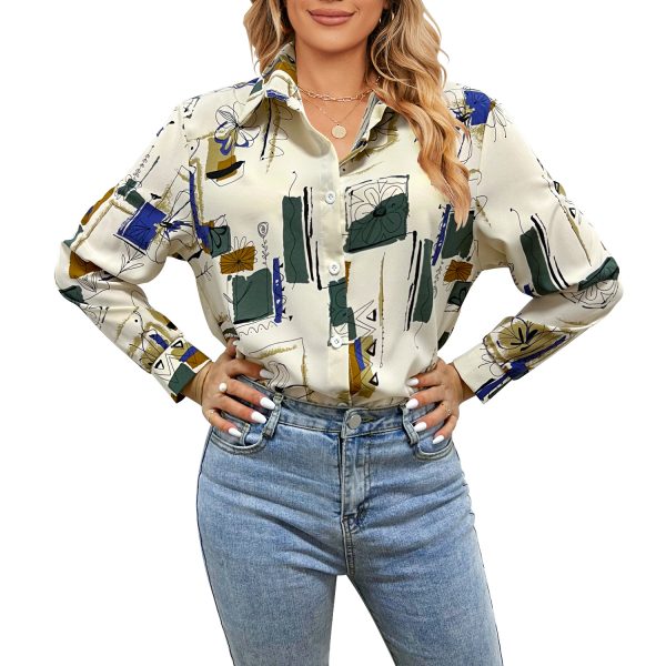 Women Clothing Spring Summer Printed Shirt Floral Top