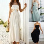 Spring Summer Hollow Out Cutout Fashion Cropped Outfit Solid Color Cami Dress Base