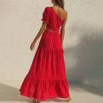 Summer Casual Women off-Shoulder Loose Chiffon Split Dress