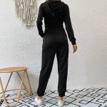 Women Clothing Autumn Winter Hooded Long Sleeved Zipper Hoodie Casual Sports Jumpsuit