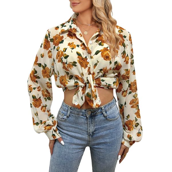 Women Clothing Spring Summer Wih Top Chiffon Floral Shirt