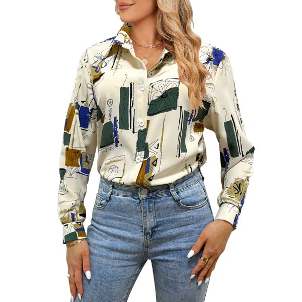 Women Clothing Spring Summer Printed Shirt Floral Top