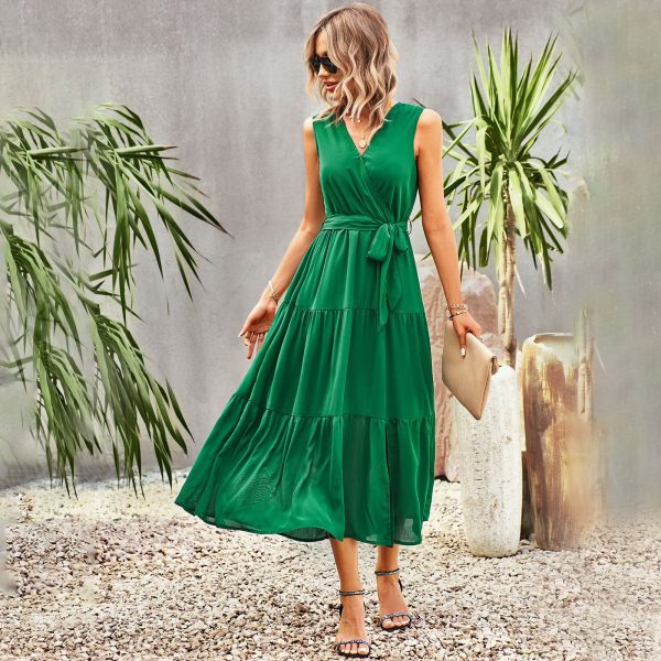 Designed Elegant Sleeveless Swing Dress Spring Summer