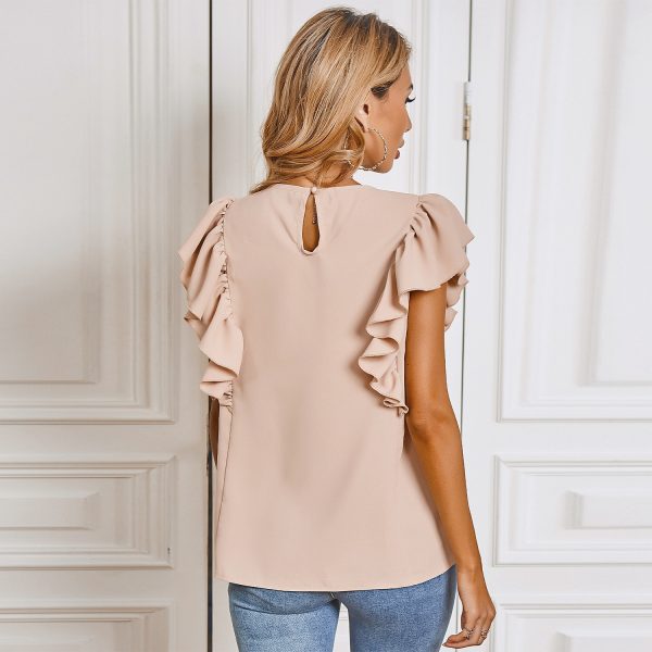 Summer Super round Neck Ruffled Shirt for Women