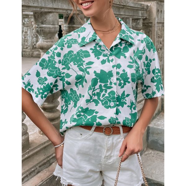 Women Clothing Casual Vacation Fashion Printed Shirt Top Fashion