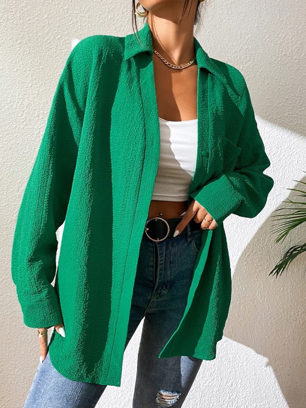 Women  Clothing Single Breasted Cardigan Shirt Casual Long Sleeve Shirt Women  Top