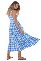 Spring Summer Bohemian Plaid Printed Women  Sleeveless Cami Dress