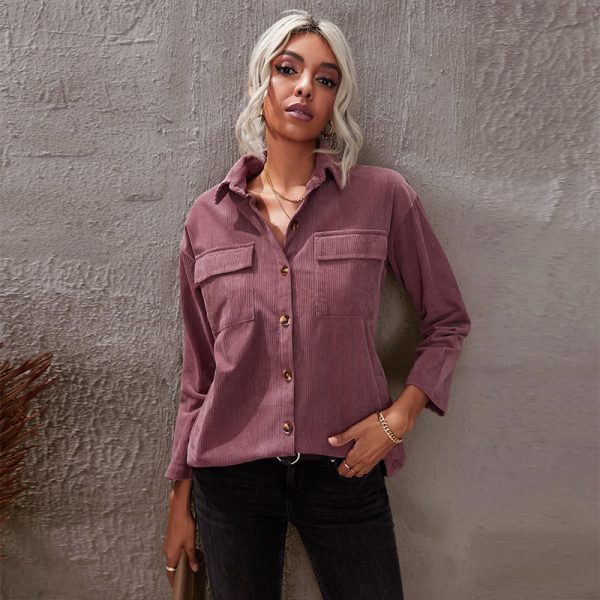 Autumn New Cotton Linen Shirt Women Solid Color Loose Single-Breasted Collared Long Sleeve Shirt