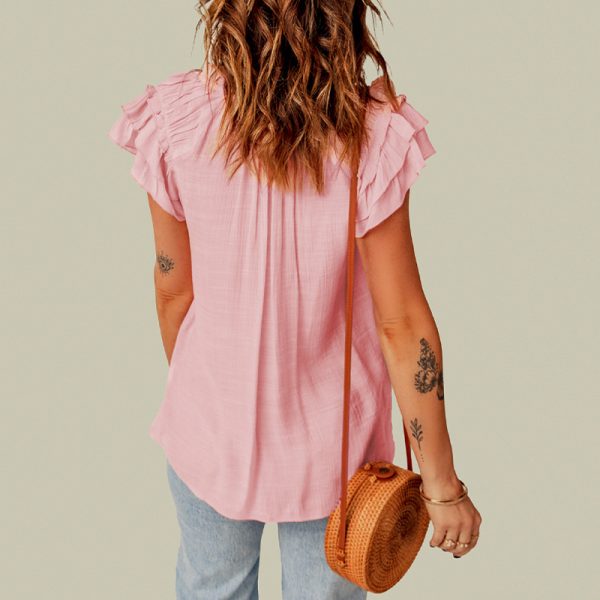 Summer Short Sleeve Top Women Casual Loose Solid Color T shirt