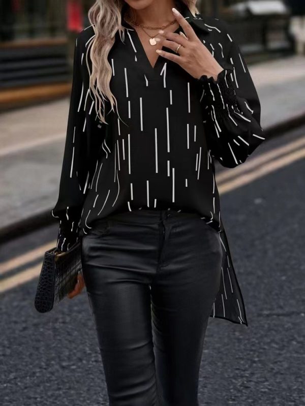 Spring Autumn Women Casual Striped Long Sleeved Shirt
