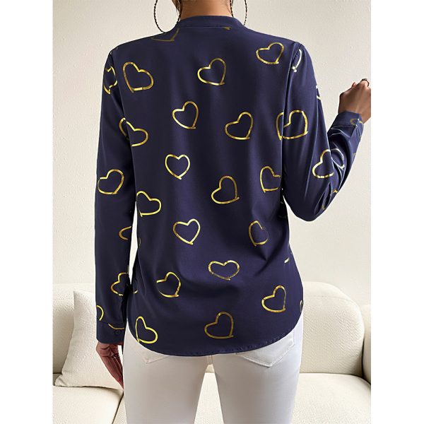 Printed Shirt Women Spring Summer Office Long Sleeved Top