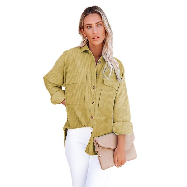 Autumn New Cotton Linen Shirt Women Solid Color Loose Single-Breasted Collared Long Sleeve Shirt