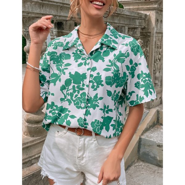 Women Clothing Casual Vacation Fashion Printed Shirt Top Fashion