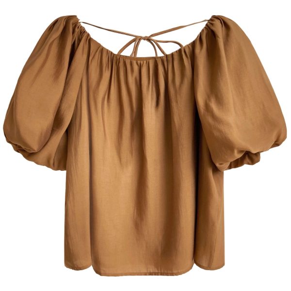 Summer Korean Tencel Puff Sleeve off-the-Shoulder Chiffon Shirt Women High-Grade Thin Doll Shirt Small Shirt