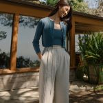 Pure Linen Lace up Cropped Pants Spring Summer Slimming   Wide Leg Pants Office High Waist Work Pant Women