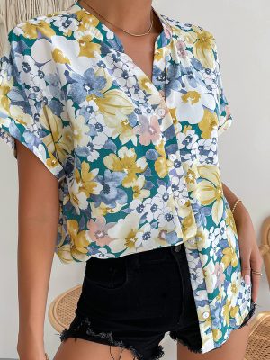 Printed Top Summer Casual Vacation Women Shirt