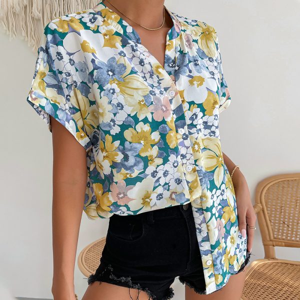 Printed Top Summer Casual Vacation Women Shirt