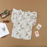 Floral Chiffon Shirt Summer Plant Floral Print Sweet round Neck Short Sleeve Shirt for Women