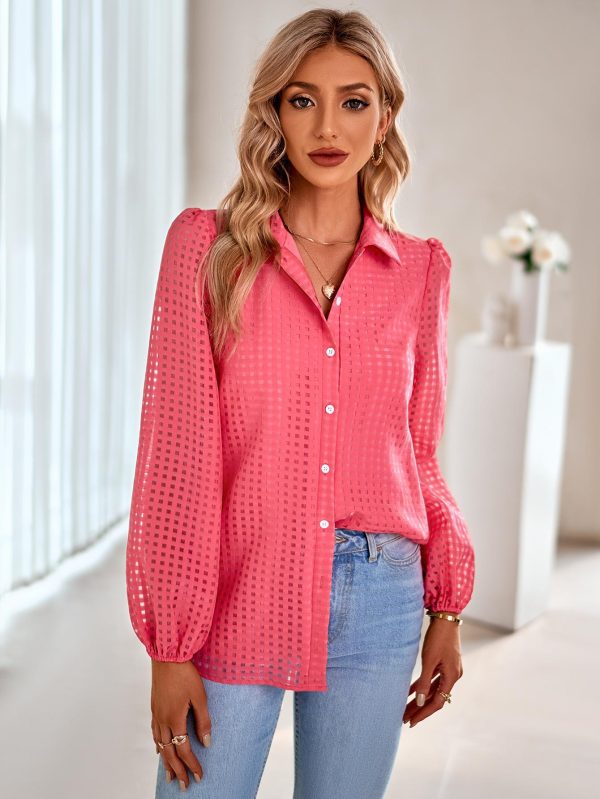 Autumn Winter Casual Women Clothing Single Breasted Collared Plaid Shirt Women