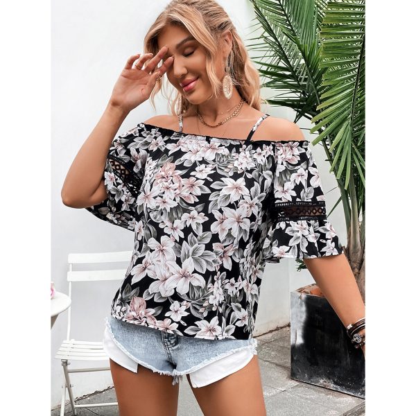 Women Clothing Casual Office off-Neck Printed Shirt