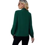 New Autumn Winter Women Clothing Shirt Solid Color V-neck Lace up Long Sleeve Shirt