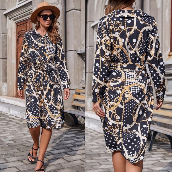 Self Designed Summer Young Floral Slimming Long Sleeve High Waist Dress Women Clothing