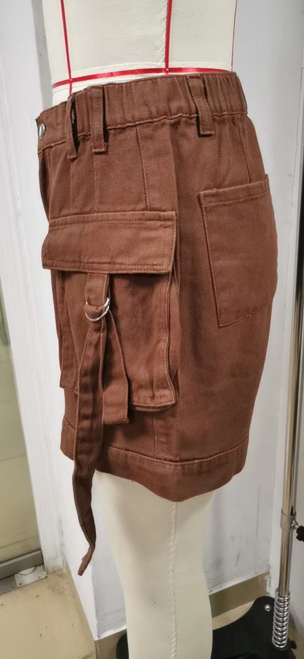 Denim Overalls Casual Pocket Shorts Elastic Waist Women