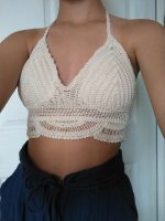 Women Summer Vacation Sleeveless Solid Slim Tie Crochet Top