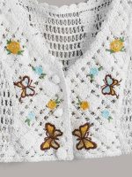 Women Summer Crochet Solid Sleeveless Graphic Vest