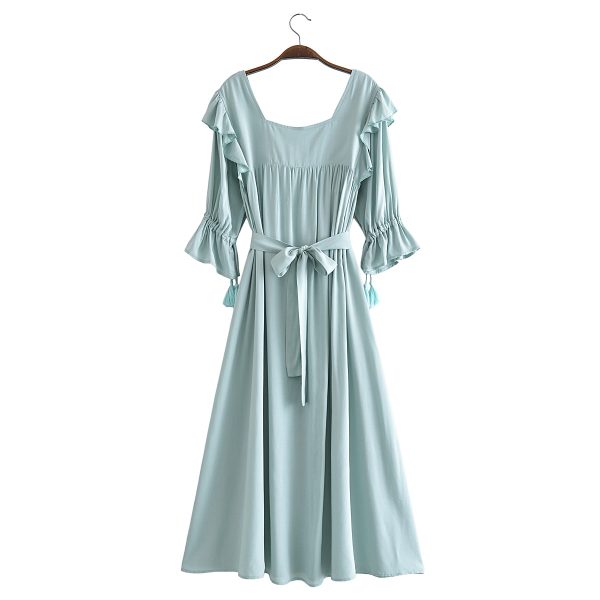 Spring Summer Belt Off Shoulder Long Fringe Dress