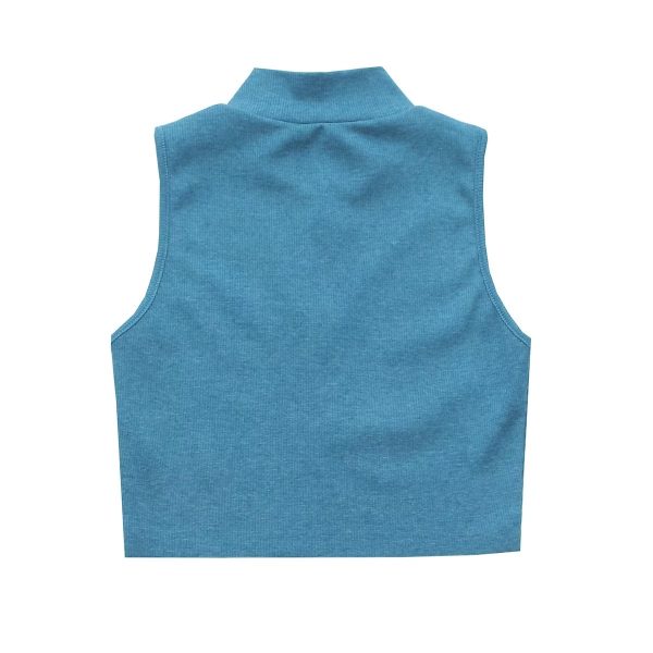 Spring Zipper Pullover Small Turtleneck Zipper Slim Fit Sexy Sleeveless T Shirt Top