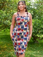 New Plus Size Women Lace Strap Fragmented Flower Dress Summer Versatility Slimming