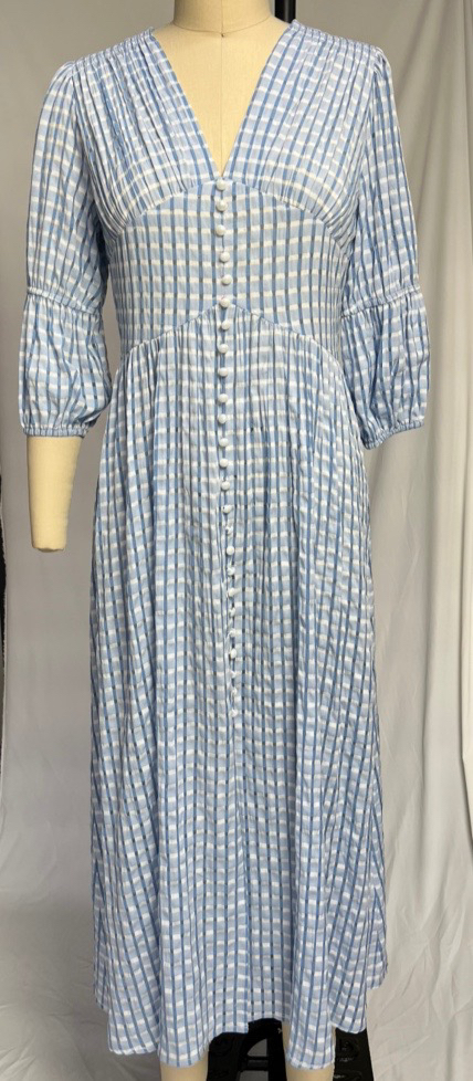 Ladies Spring Summer Dress French Fresh Chessboard Plaid Buckle Large Swing Dress