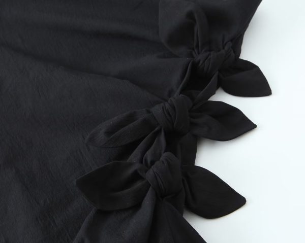 Summer French Black Dress One Shoulder Asymmetric Design A Line Bow Tie Short Dress