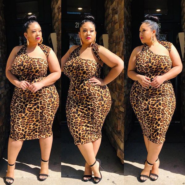 Plus Size Summer Leopard Print Irregular Asymmetric Collar Sexy Dress