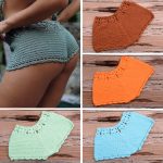 Handmade Beach Solid Color Short Swimming Trunks Sexy Cutout Hand Crocheting Cotton Sunscreen