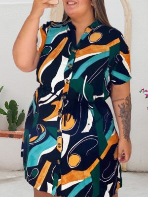 Plus Size Women Clothes Shirt Spring Summer Short Sleeve Office High-End Digital Printing Shirt