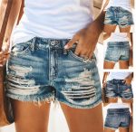 Summer High Waist Ripped Denim Shorts for Women