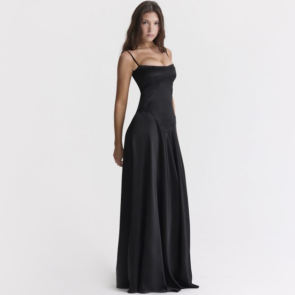 Women Wear Sexy Sling Dress Slim Fit Backless Maxi Dress Black Dress Women Evening Dress