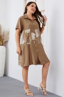 Plus Size Summer Loose Long Short Sleeve Women Shirt