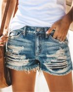 Summer High Waist Ripped Denim Shorts for Women